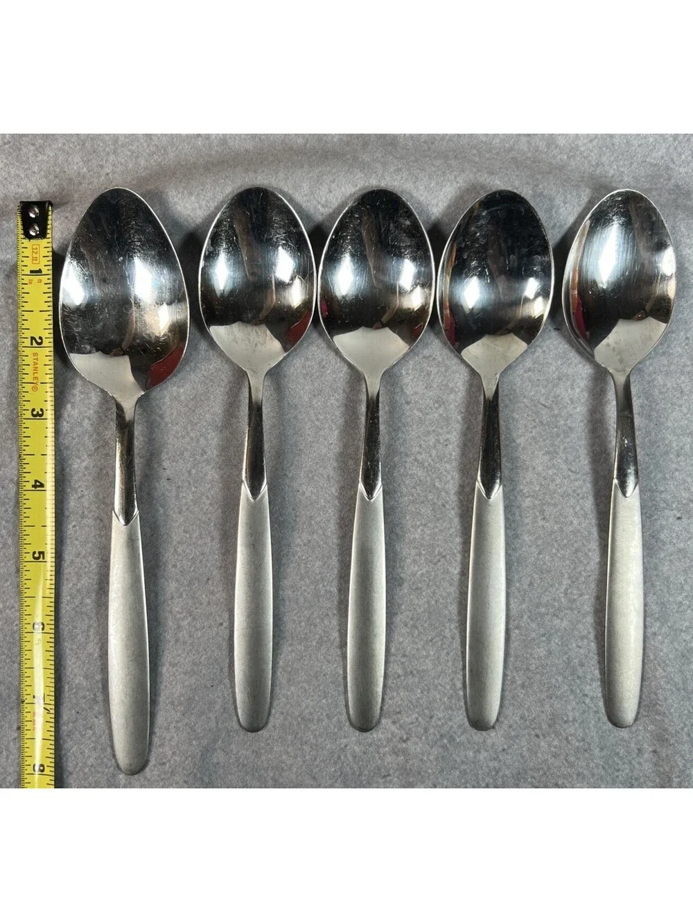 4 Table Spoons +1 Serving, Cambridge Silver Crescent Stainless Flatware 7 5/8